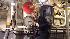 Jeremy, below deck on HMS Belfast