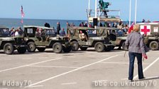 Jeeps parked up in Arromanches