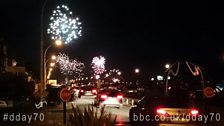 Fireworks at the close of day in Ouistreham