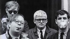 Andy Warhol, Henry Geldzahler, David Hockney and Jeff Goodman, 1963