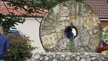 Clue four was with this old mill stone in Buxton