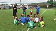 Julie meets the Drayton Under-7s football team at the Drayton Fete