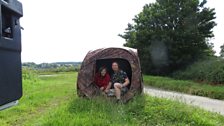 Kirsteen and Ian look ready to set up camp in Shotesham, but there was no time for hanging around!