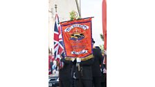 Orangemen with Number 1 District Bannerette