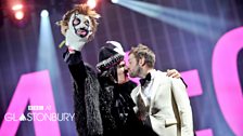 Kasabian on the Pyramid stage at Glastonbury 2014