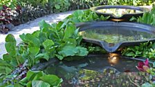 Tiered pools flow through the garden