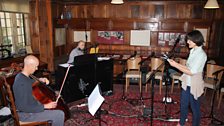 Nick Cooper, Gary Yershon and Harriet Walter in rehearsal