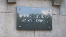 Outside the Latvian Cabinet Ministry - home to the Prime Minister Laumdota Straujuma