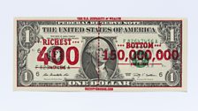 Andy Dao and Ivan Cash, Occupy George overprinted dollar bill, 2011