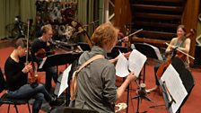 Richard Reed Parry, Sarah Neufeld and members of the London Contemporary Orchestra