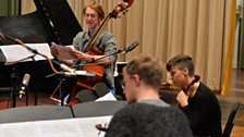 Richard Reed Parry, Sarah Neufeld and members of the London Contemporary Orchestra