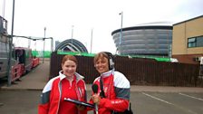 Nicky meets a fellow volunteer at the Games