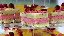 Luis' Raspberry & Lemon Genoise Slices with Lemon Drizzles