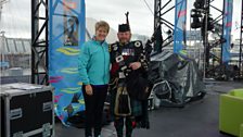 Clare with Pipe Major Scott Methven