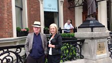 John Banville and Mariella Frostrup outside the Shelbourne Hotel, Dublin