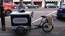 John Toal with Cafolla's replica bicycle