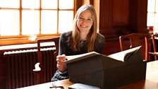 Alice Roberts exploring the Frankenstein notebooks in the Bodleian Library, Oxford