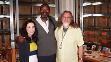 Lenny Henry (centre) with the Time Capsule team from the Andy Warhol Museum,