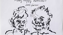 Frank Auerbach born 1931, Birthday card from Frank Auerbach to Lucian Freud c.2009‑10, © Frank Auerbach