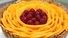 Chetna's Rice Custard Tart with Mangoes & Raspberries