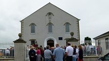 The crowd gathers at Aghadowey Presbyterian Church