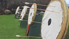 On target – an early set up for the archery sequence.