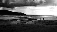 Clouds form on a beach in Barra but filming goes on...