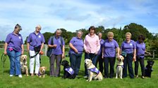 Pam Ayres with the Heyshott and Surrey puppy satellites