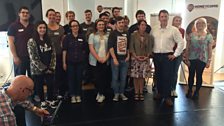 Honeycomb bootcamp hopefuls with Professor Sarah Edge from the Honeycomb programme and Richard Williams, CEO of NI Screen.