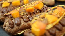 Chetna's Chocolate Eclairs with Mango & Praline Cream