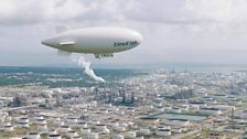 The airship investigates refinery pollution