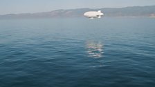 The airship meets the Pacific Ocean