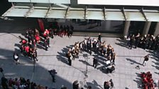 Ariel Shot of Massed Choir