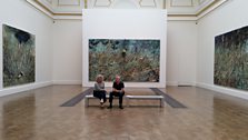 Kathleen Soriano and John Wilson at the Anselm Kiefer exhibition in from of Morgenthau Plan, 2013