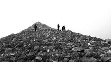 A hard climb indeed but the crew set up to start filming on the Paps of Jura