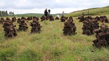 Filming on Jura amongst the "peat stooks" of islander Neil Cameron