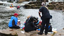 Filming on the water's edge