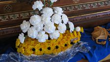 The clue was with this ship-shaped display in the flower festival