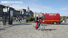 Bristol Mayor George Ferguson on his bike