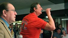 Eric Bristow playing an exhibition match at a pub in Carlisle