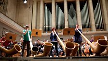 Hornroh rehearse Georg Friedrich Haas' Alpine Horn Concerto on 27th March 2014