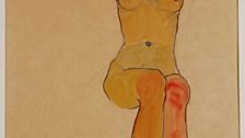 Egon Schiele, Seated Female Nude with Raised Arm (Gertrude Schiele), 1910