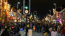 Crowds of people gathering to celebrate Diwali