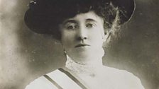 Kitty Marion wearing Suffragette sash, c.1908-1911