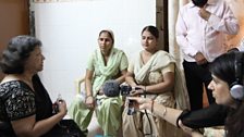 Mita Bose and some young women who were children of 1984, with producer Perminder Khatkar.