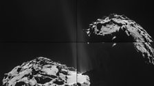 Comet 67P showing outgassing