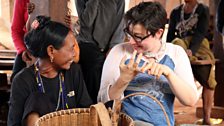 Sue chats with a women of the Krung hill tribe, Cambodia.