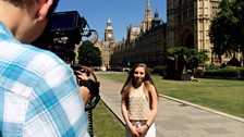 Sophie filming outside Parliament