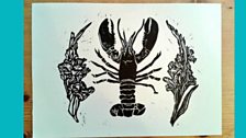 Lobster Gladioli Linocuts