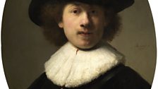 Rembrandt van Rijn, Self-portrait; oil on panel, 1632